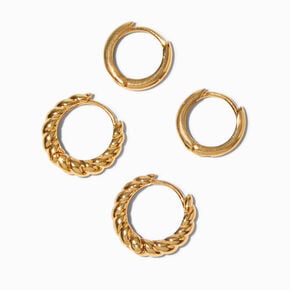 C LUXE by Claire&#39;s 18k Yellow Gold Plated 8MM &amp; 10MM Twisted Hoop Earrings - 2 Pack,