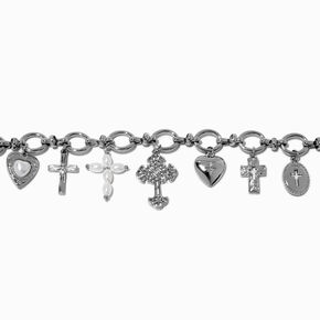 Silver-ton Cross Charm Bracelet,