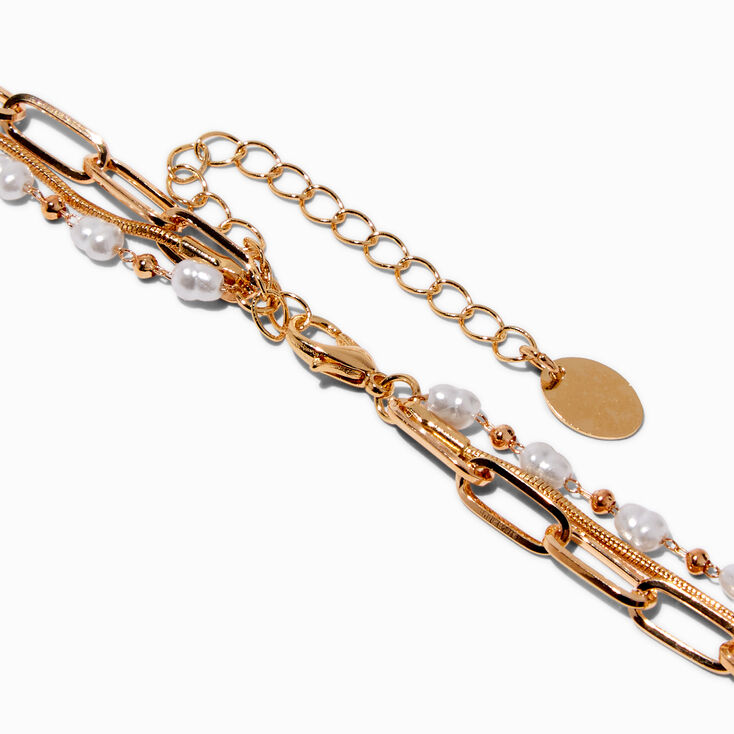 Gold-tone Mixed Chain Multi-Strand Necklace,