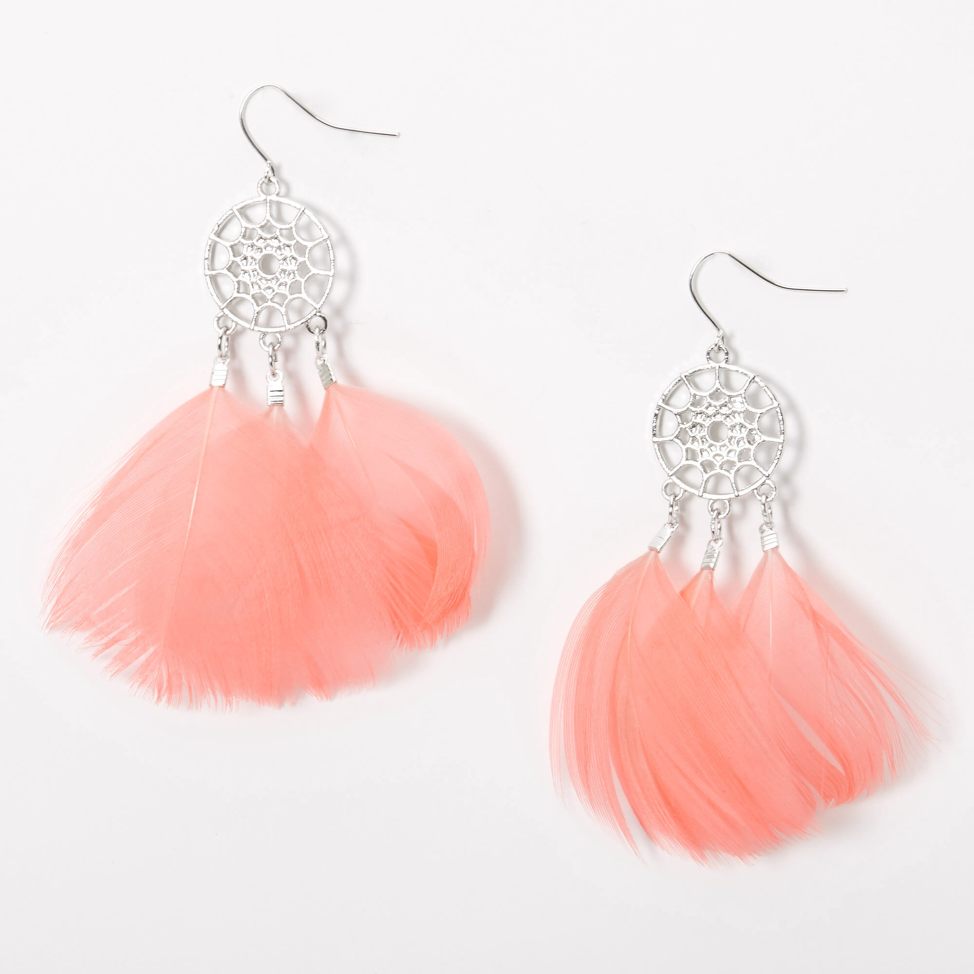 Dreamcatcher pink tassels earrings