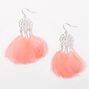 Silver 3&quot; Feather Dreamcatcher Drop Earrings - Pink,