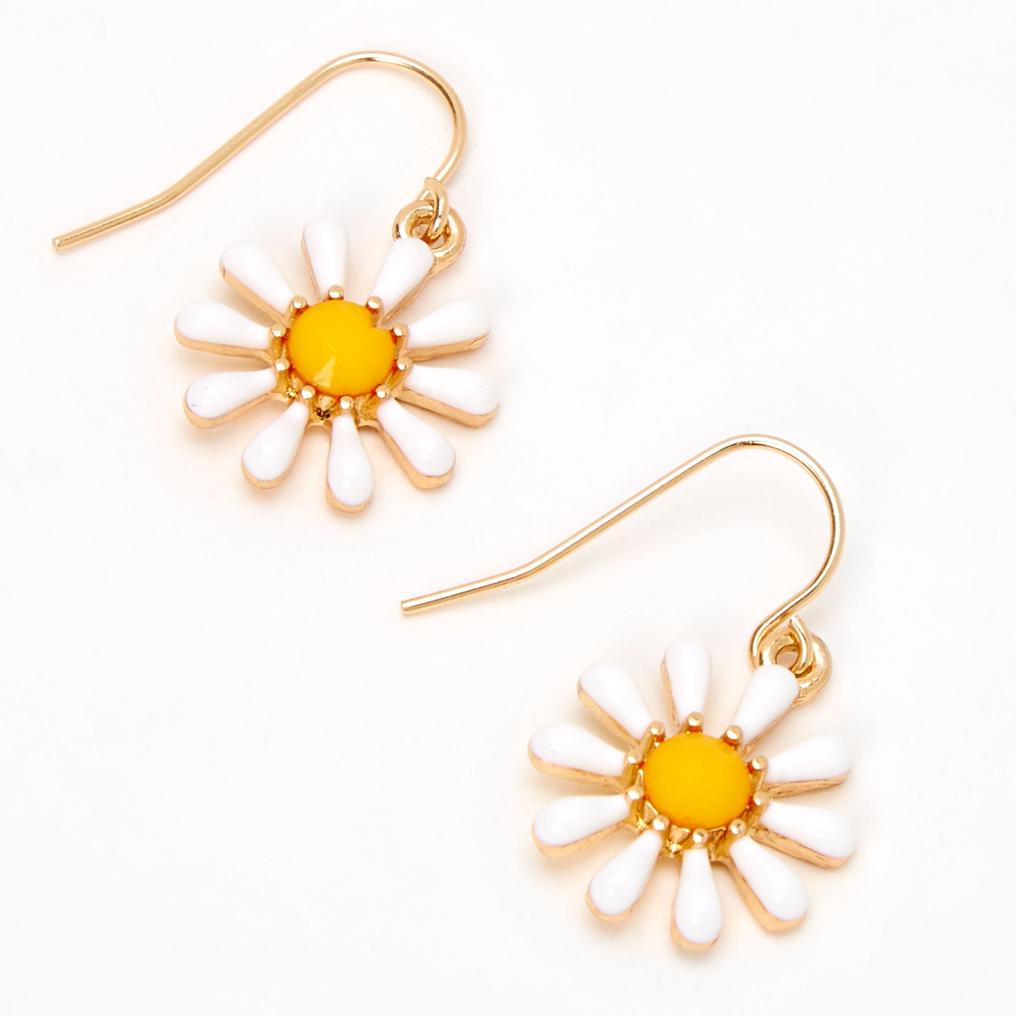View Claires Gold 1 Daisy Drop Earrings White information
