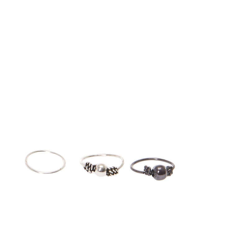 Sterling Silver Mixed Metal Nose Rings - 3 Pack,