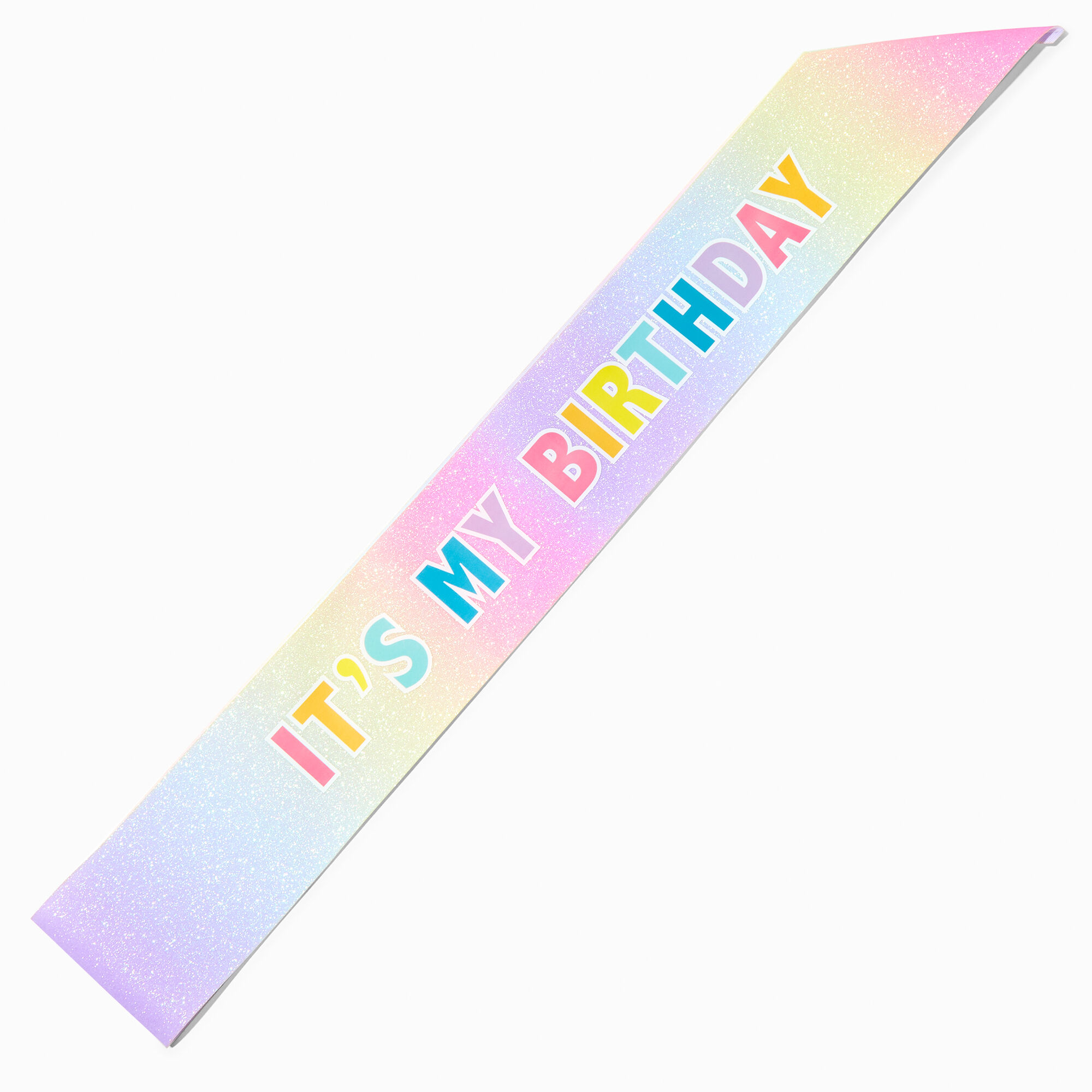 View Claires Its My Birthday Glitter Sash Rainbow information