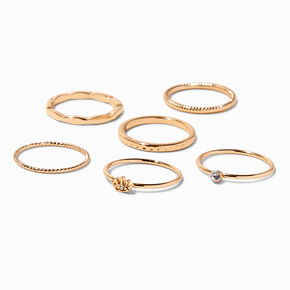Gold Geometric Twist Ring Set - 6 Pack,