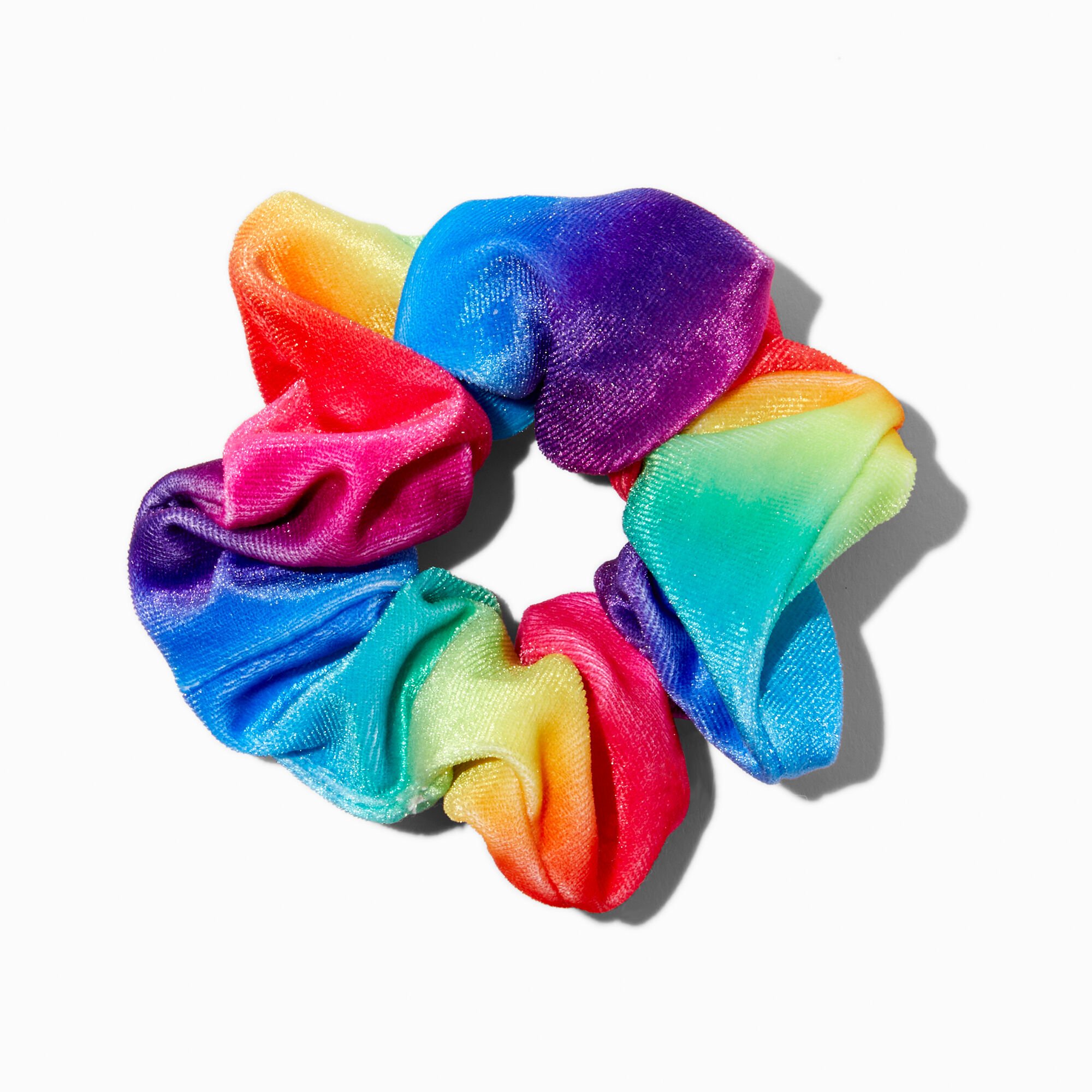 View Claires Tie Dye Velvet Hair Scrunchie Rainbow information