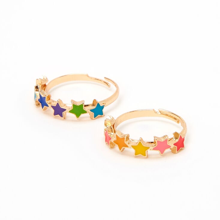 Rainbow Star Gold Rings - 2 Pack,