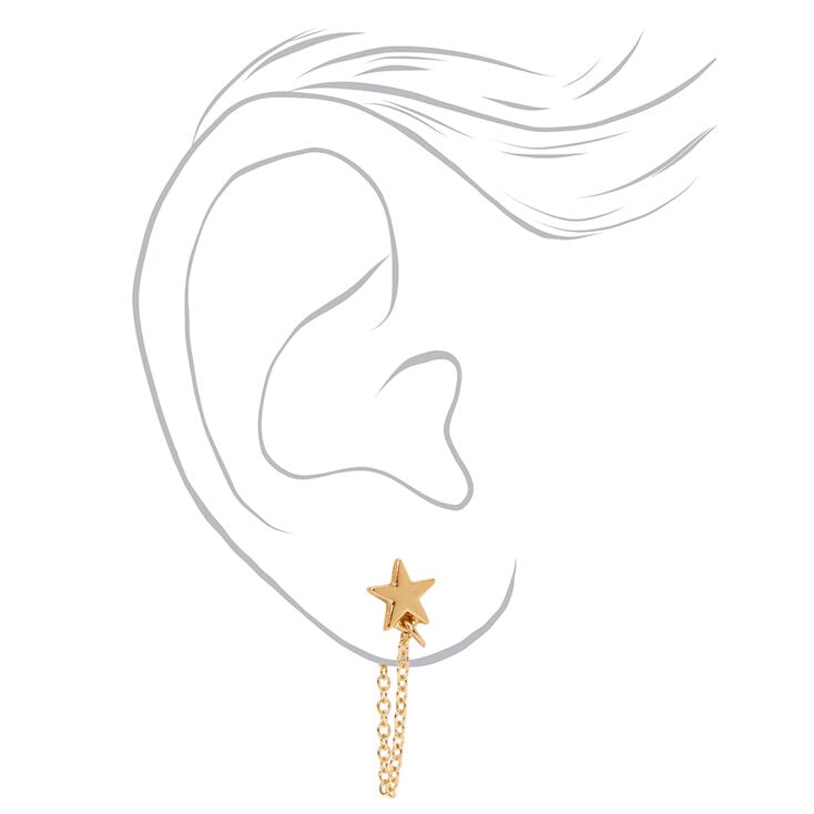 Gold Star Stud &amp; Cuff Earrings - 6 Pack,