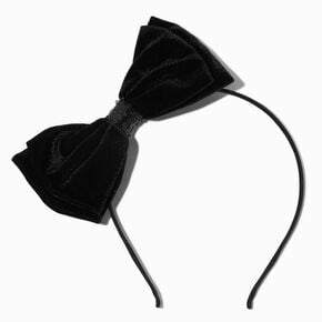 Black Velvet Sequin Bow Headband,