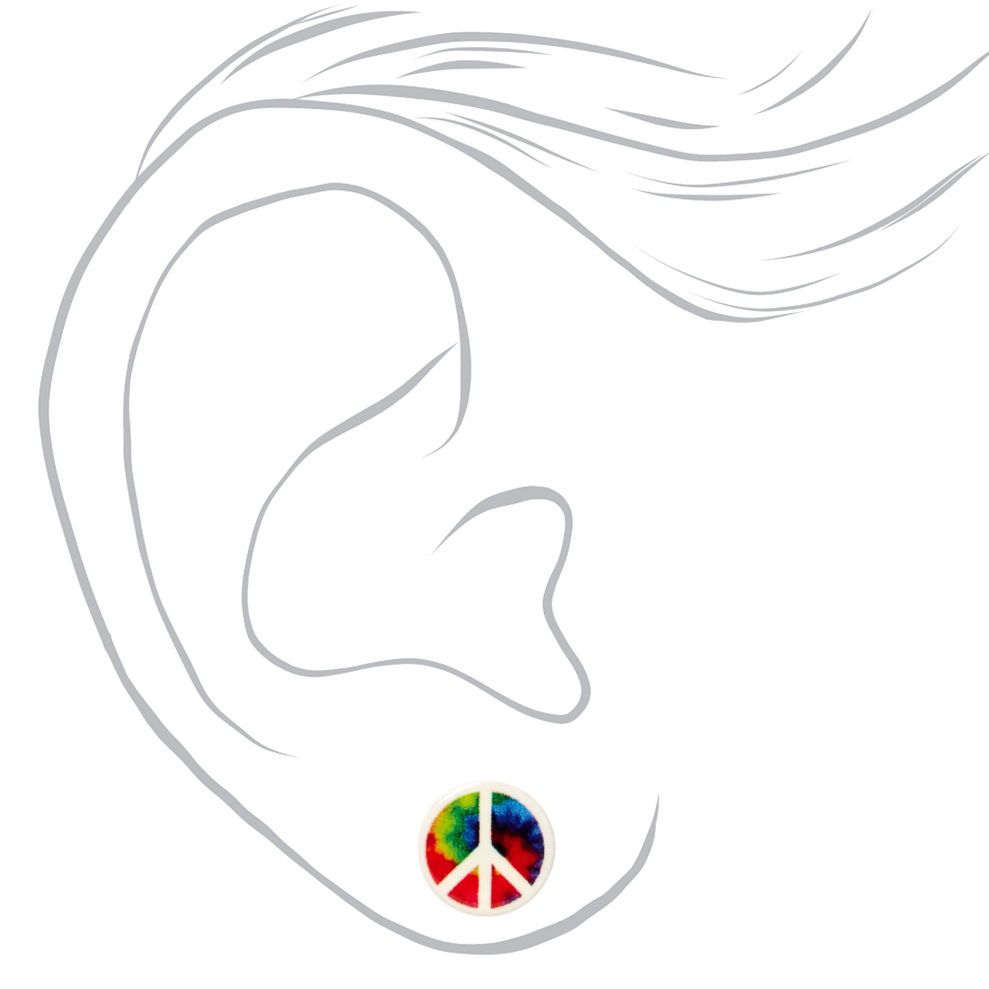 Rainbow Tie Dye Peace Sign Stud Earrings,