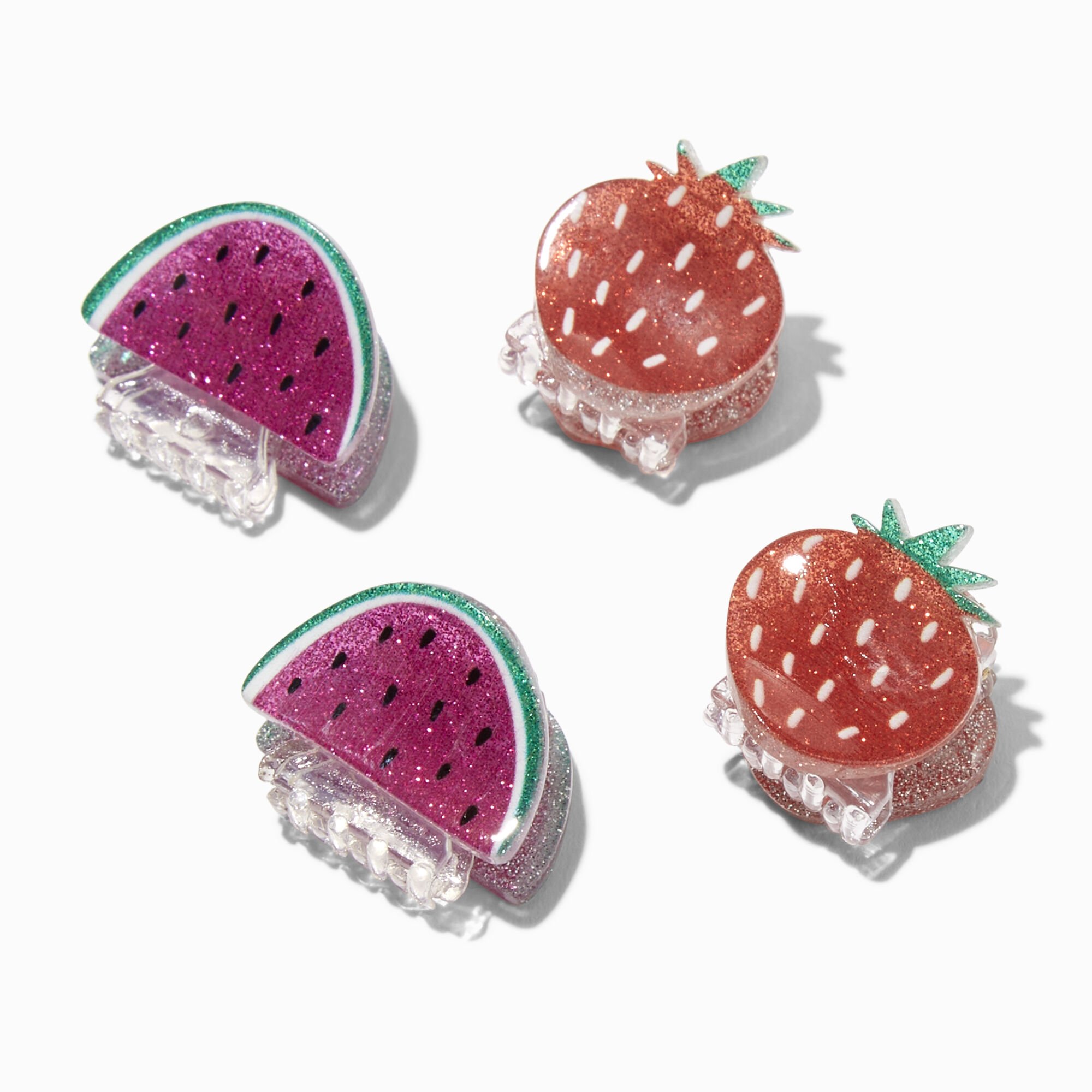 Claire's Club Glitter Fruit Hair Claws (4 Pack),