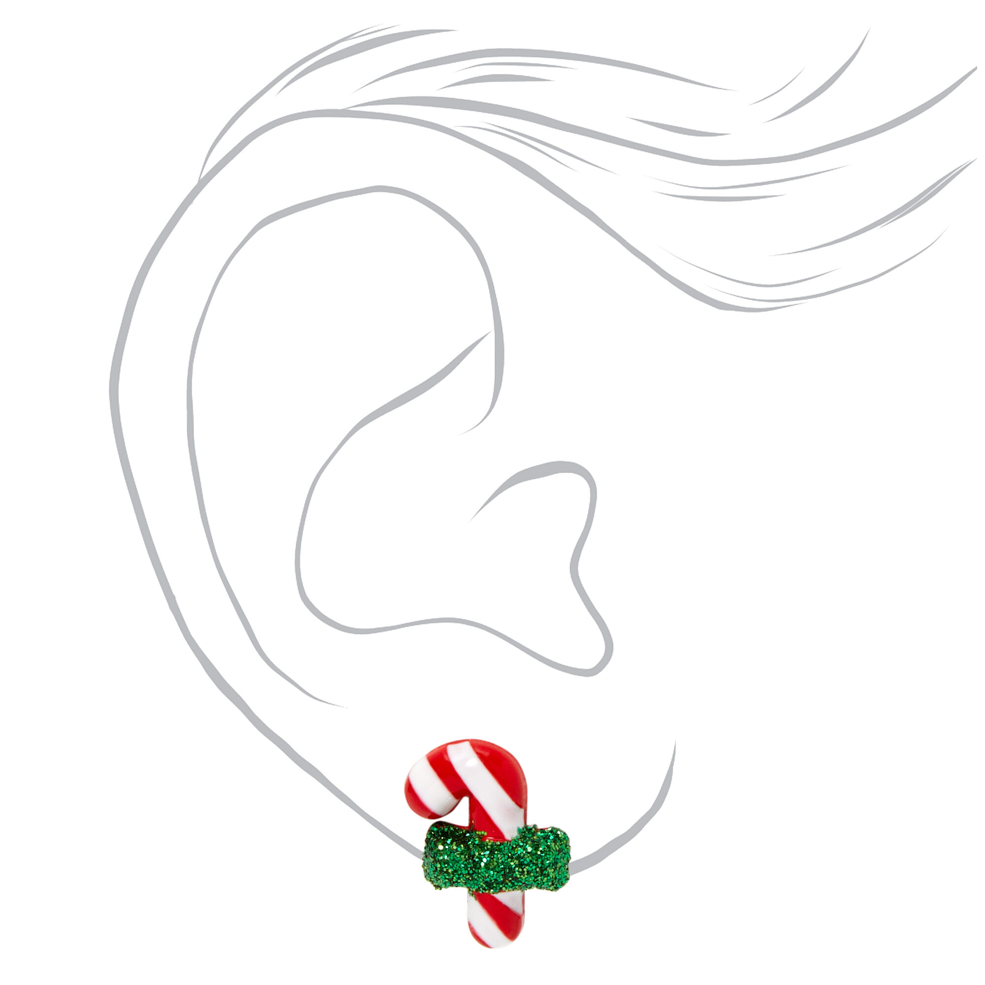 Clous d'oreilles sucre d’orge de Noël couleur argentée,
