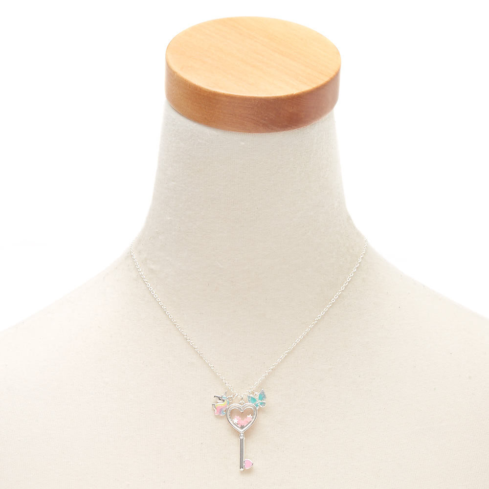 Holographic Key Charm Pendant Necklace,