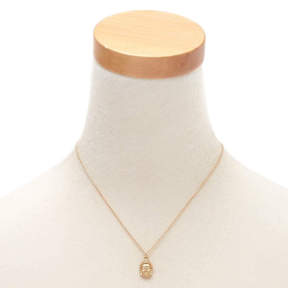 Brushed Gold Buddha Pendant Necklace,
