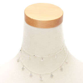 Silver-tone Celestial Charm Multi-Strand Necklace,