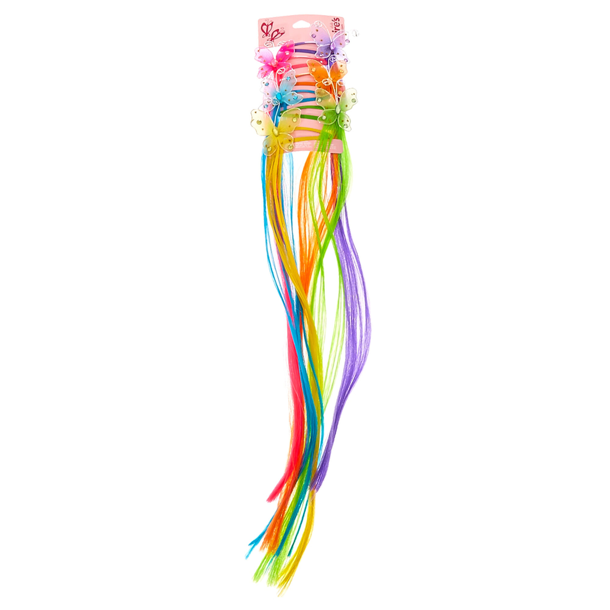 Kids Butterfly Rainbow Faux Hair Extensions Claire S Us