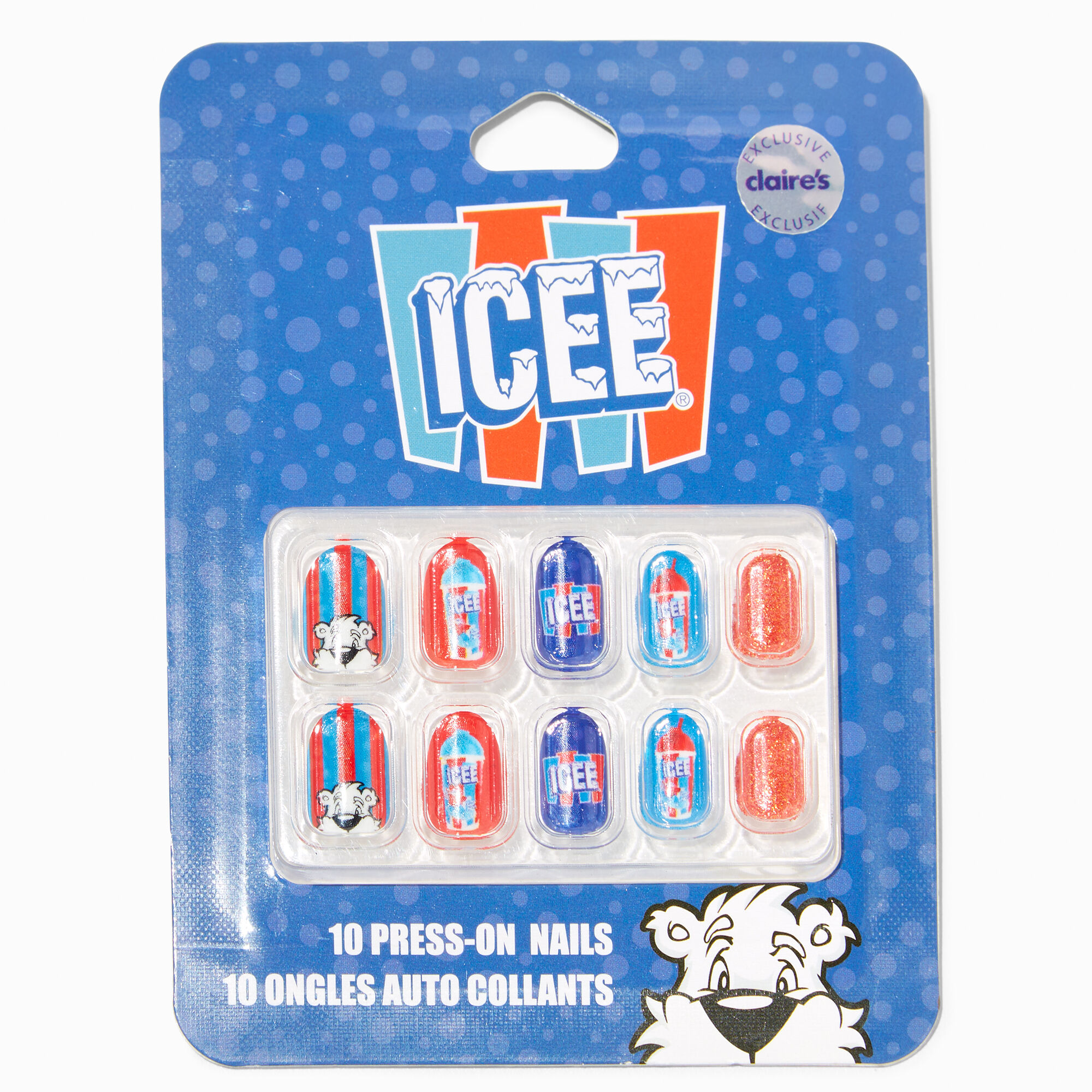 View Icee Claires Exclusive Stiletto Press On Vegan Faux Nail Set 10 Pack information