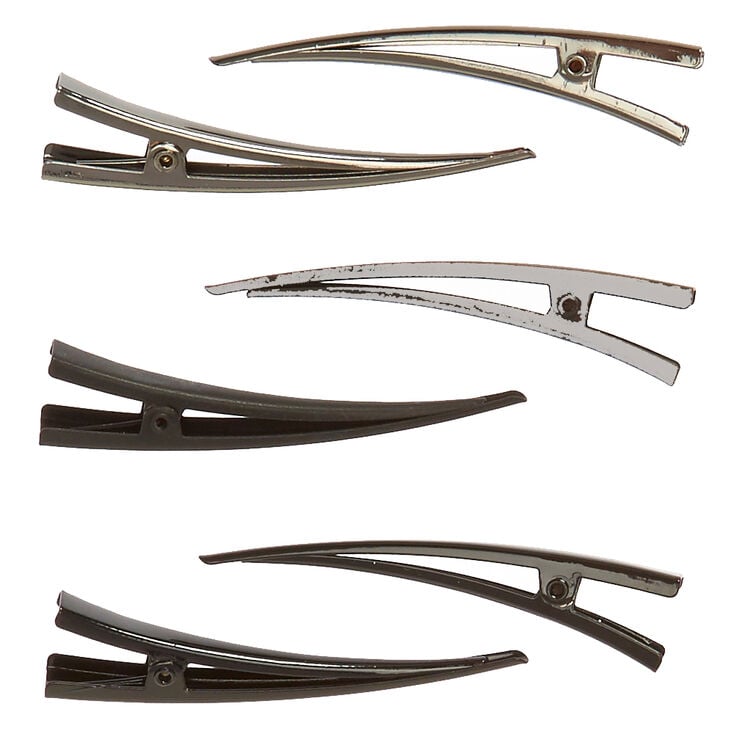 Triangular Hair Barrettes - Black, 6 Pack,