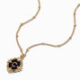Gold Antiqued Medallion Initial Pendant Necklace - C,