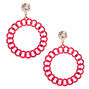 Gold 2&quot; Paint Splatter Chain Link Drop Earrings - Pink,