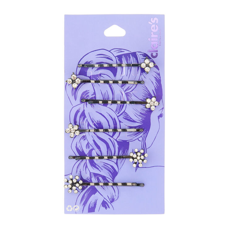 Flower Cluster Hair Pins - Black, 6 Pack,