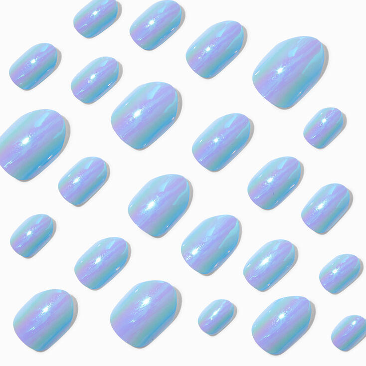 Blue Chrome Stiletto Press On Faux Nail Set - 24 Pack,