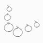 Silver-tone Graduated Hoop Earring Stackables Set - 3 Pack,
