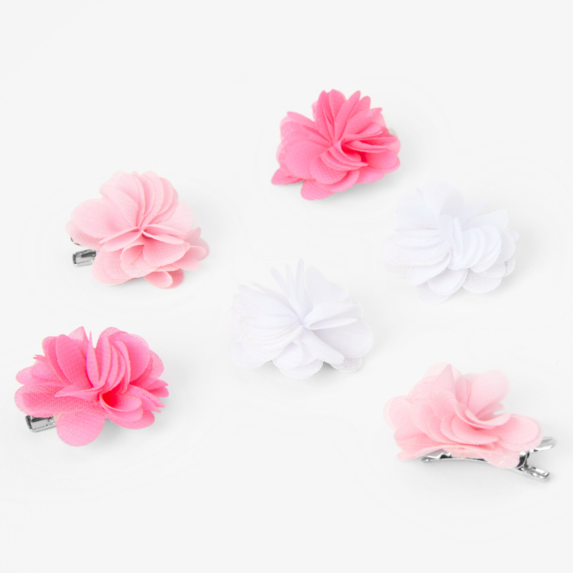 View Claires Club Rosette Chiffon Hair Clips 6 Pack Pink information