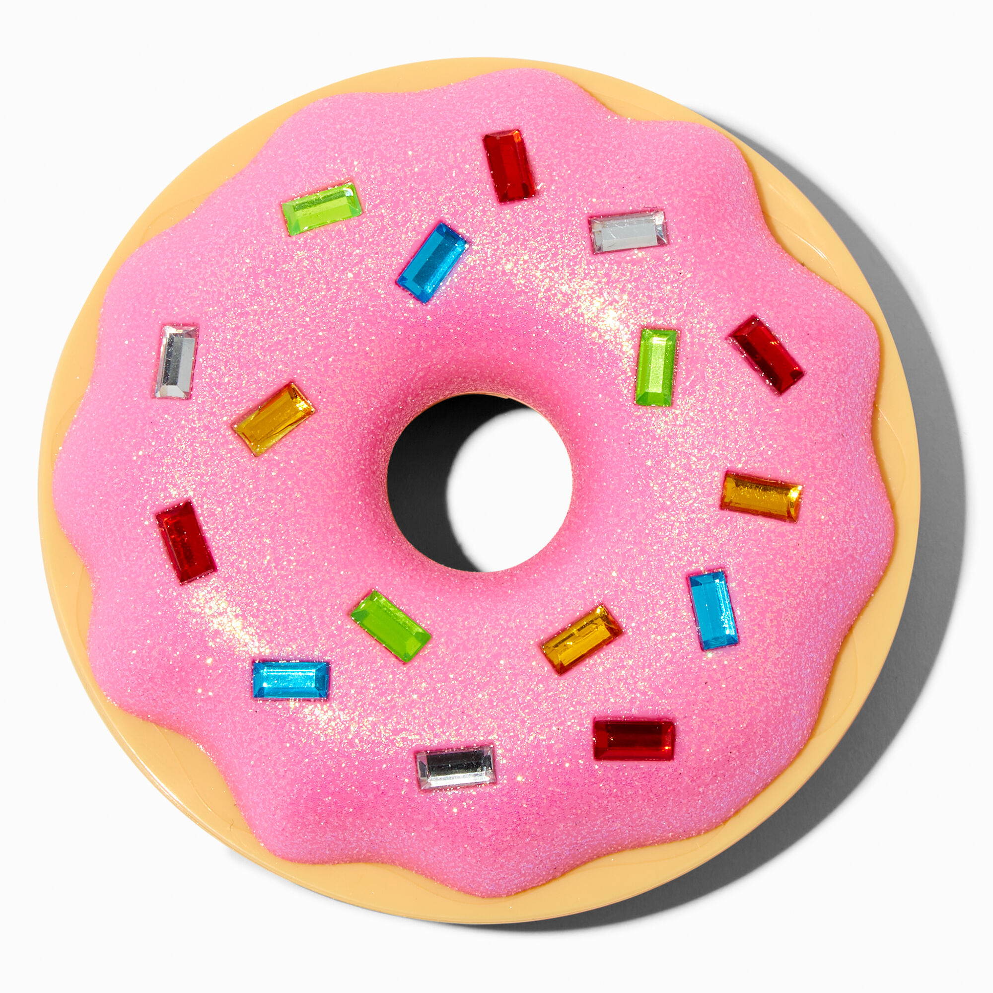 Palette compacte de maquillage donut avec vermicelles bling-bling rose,