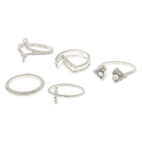 Go to Product: Silver Embellished Triangle Rings - 5 Pack from Claires