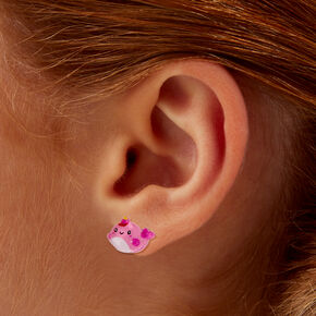 Pink Narwhal Stud Earrings ,