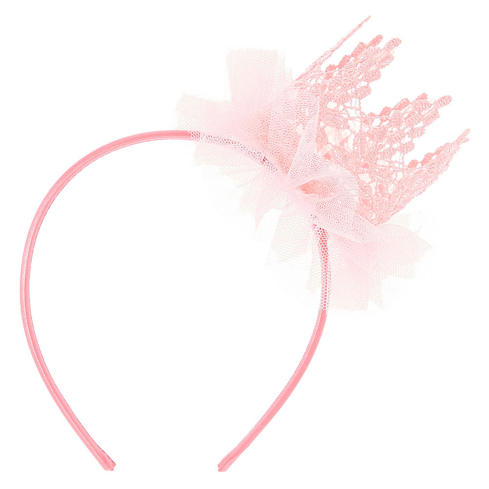 Kids Pink Lace and Tulle Crown Headband | Claire's