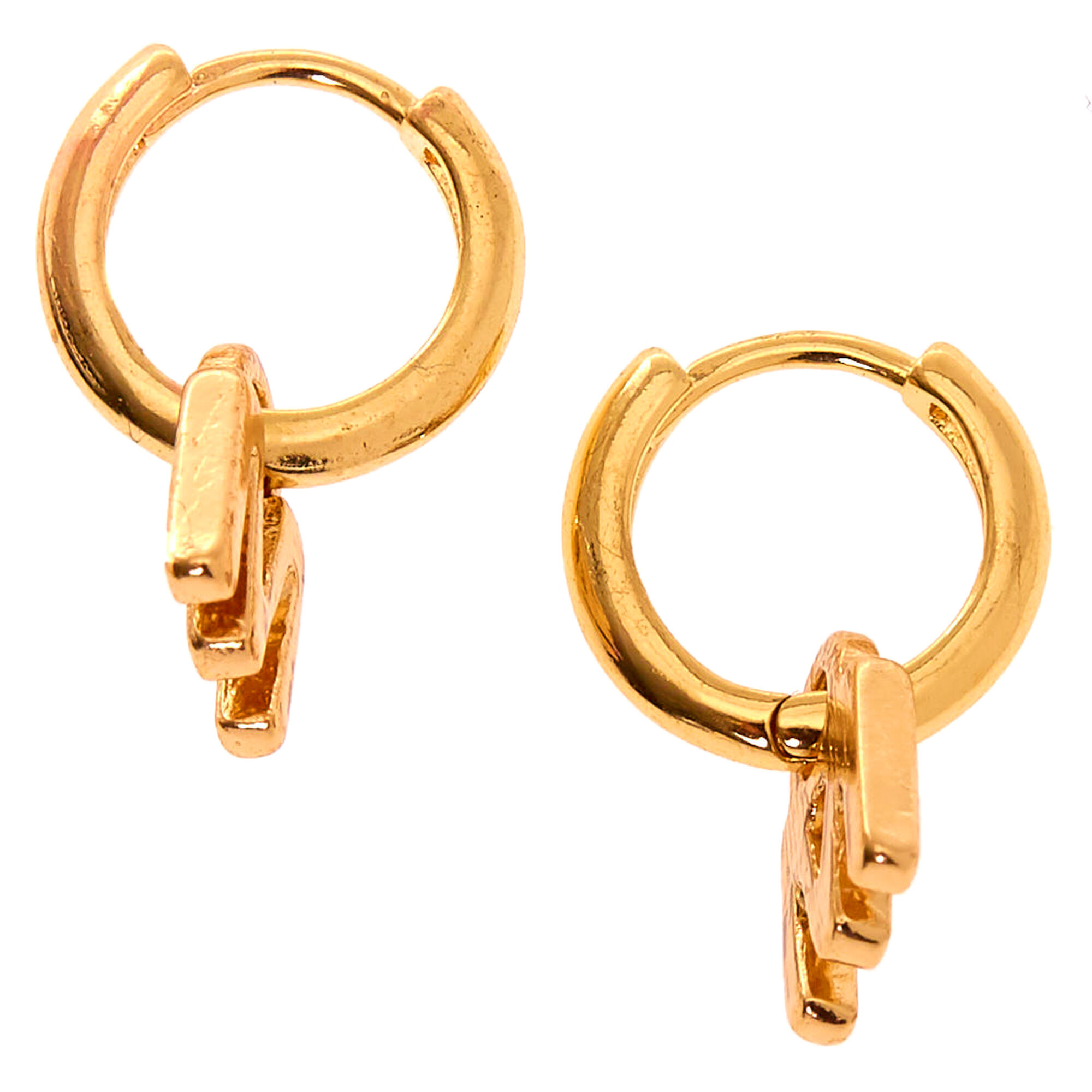 Gold 10MM Initial Huggie Hoop Earrings - M | Claire's US