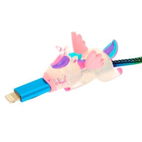 MojiPower&reg; Glitter Unicorn Cable Protector - Clear,