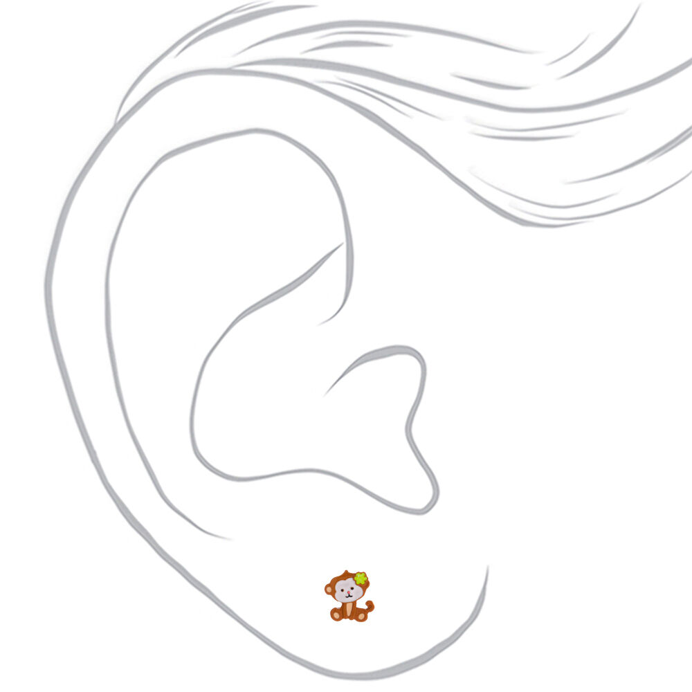 Monkey Business Stud Earrings - Brown,