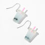 Silver 1&quot; Bubble Tea Drop Earrings - Light Blue,