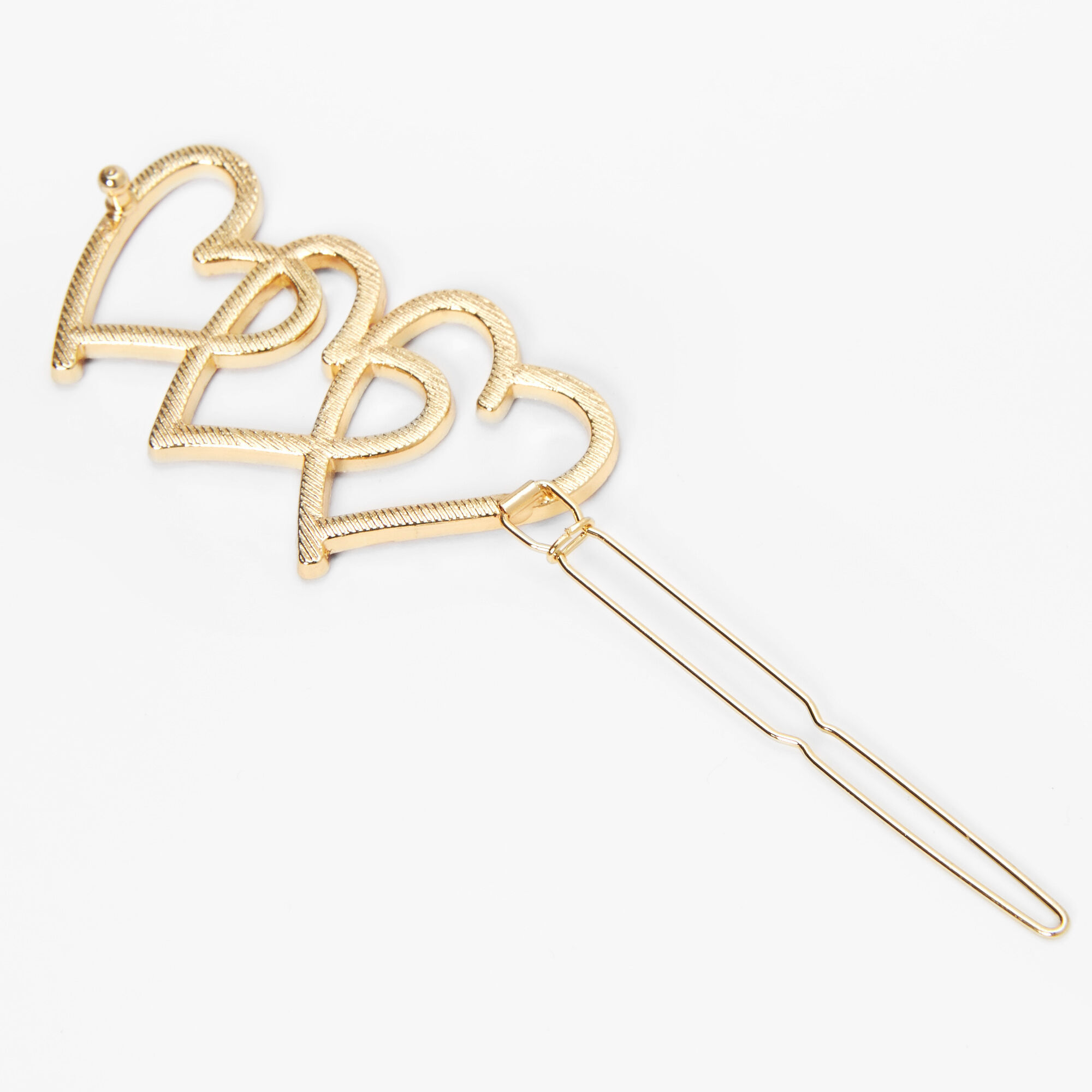 Barrette à cheveux trio de cœurs avec strass roses et rouges,