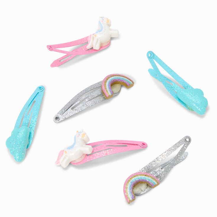 Claire's Club Neon Rainbow Snap Hair Clips - 6 Pack