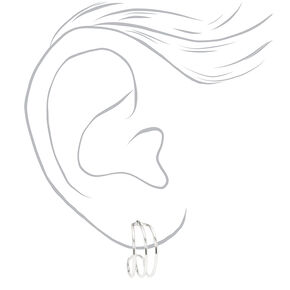 Silver-tone 15mm Thin Triple Hoop Earrings,