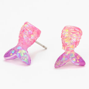 Iridescent Mermaid Tail Stud Earrings,