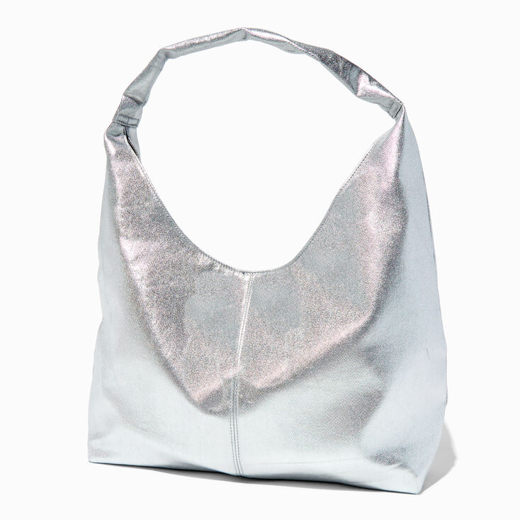 Silver Slouchy Tote Bag,