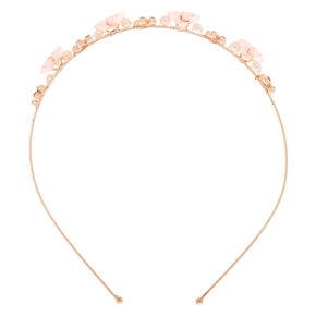 Rose Gold Frosted Pink Floral Headband,