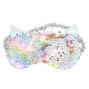 Masque de sommeil chat pastel arc-en-ciel avec sequins r&eacute;versibles,