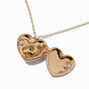 Pink Rose Heart Locket Gold-tone Pendant Necklace,