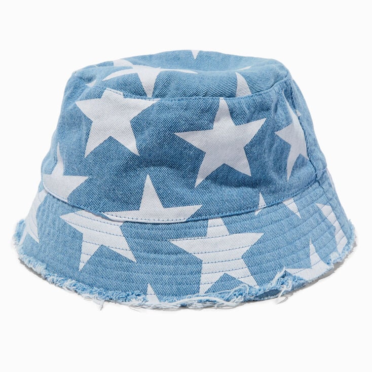 Star-Print Denim Bucket Hat,