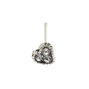 22G Silver-tone Stainless Steel Crystal Heart Nose Stud,