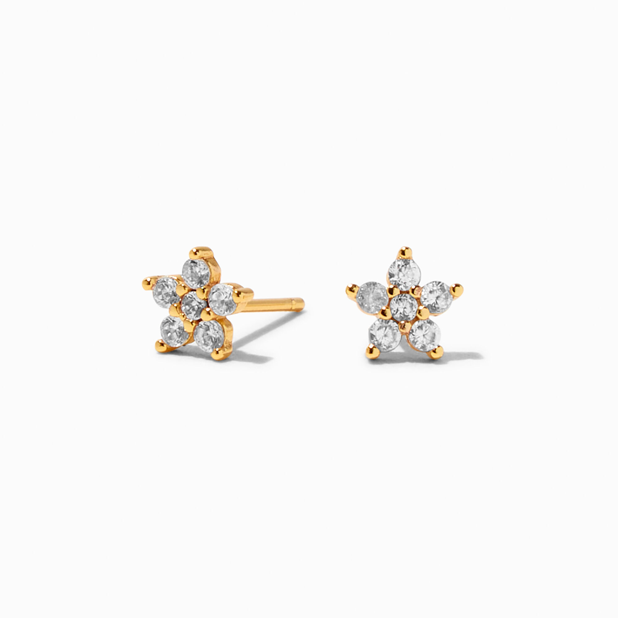 View C Luxe By Claires 18K Gold Plated Cubic Zirconia Flower Stud Earrings Yellow information