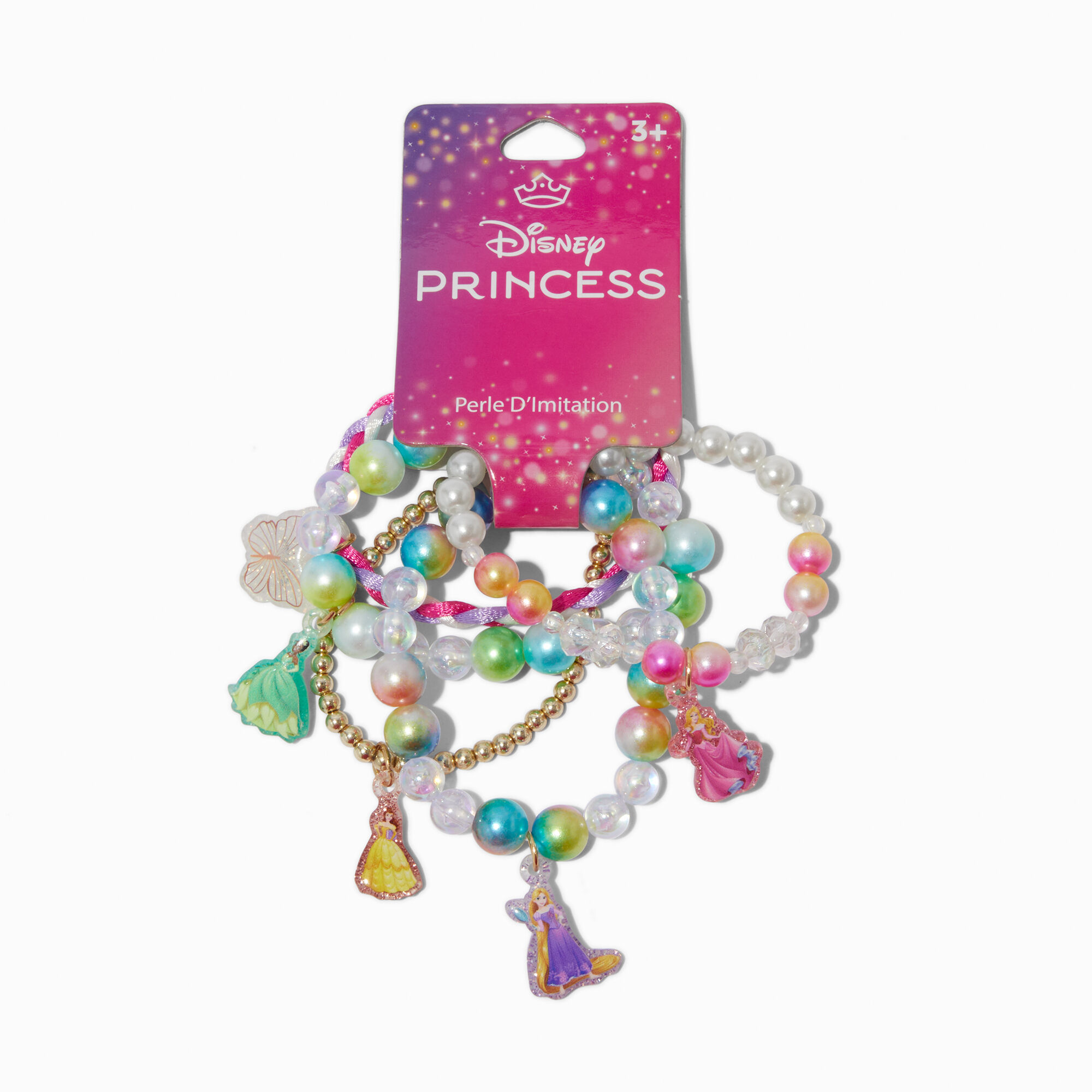 Bracelets élastiques perlés Disney Princess - Lot de 5,