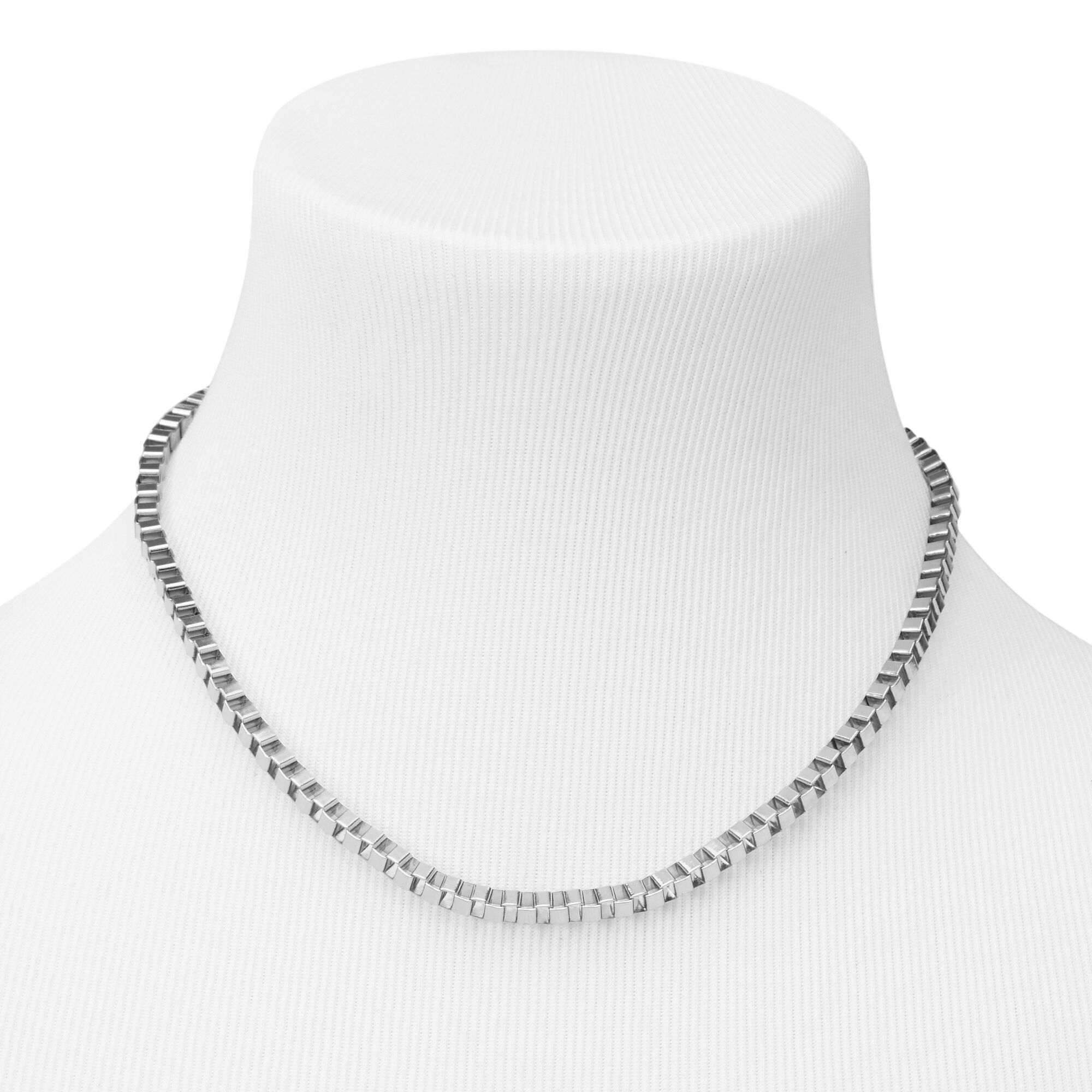 Silver Box Link Chain Necklace,