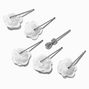 White Tulle Flower Rhinestone Hair Pins - 6 Pack,